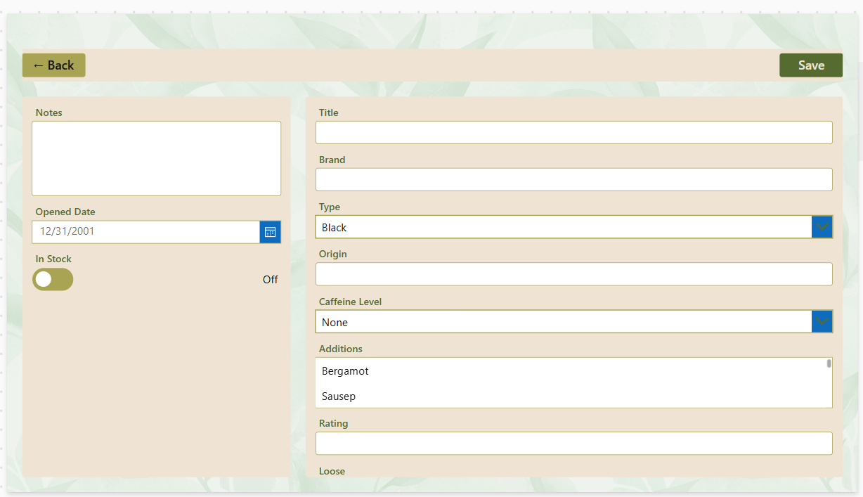 Edit form first iteration
