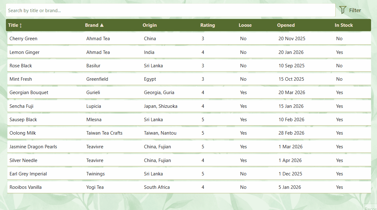 Gallery with search, filters and overlay panel after memory-guided prompts