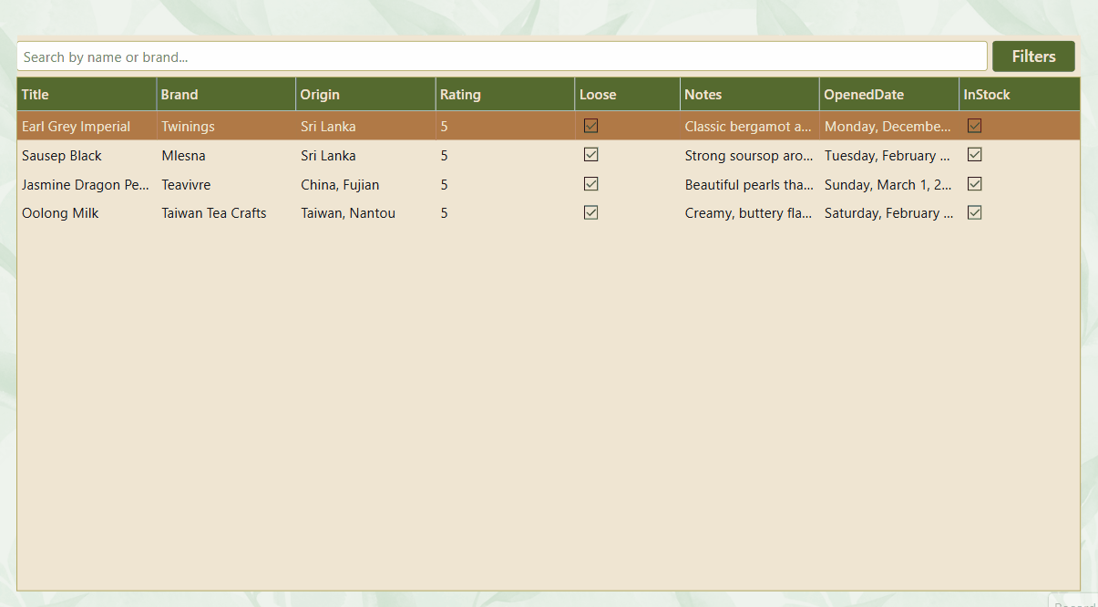 Gallery with search and filters added